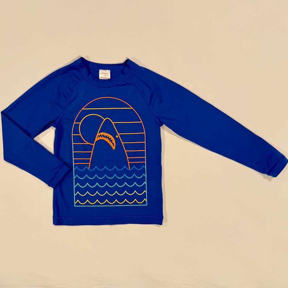 Hanna Andersson Graphic Rashguard Boys 5 110 cm Shark Swim Shirt Long Sleeves